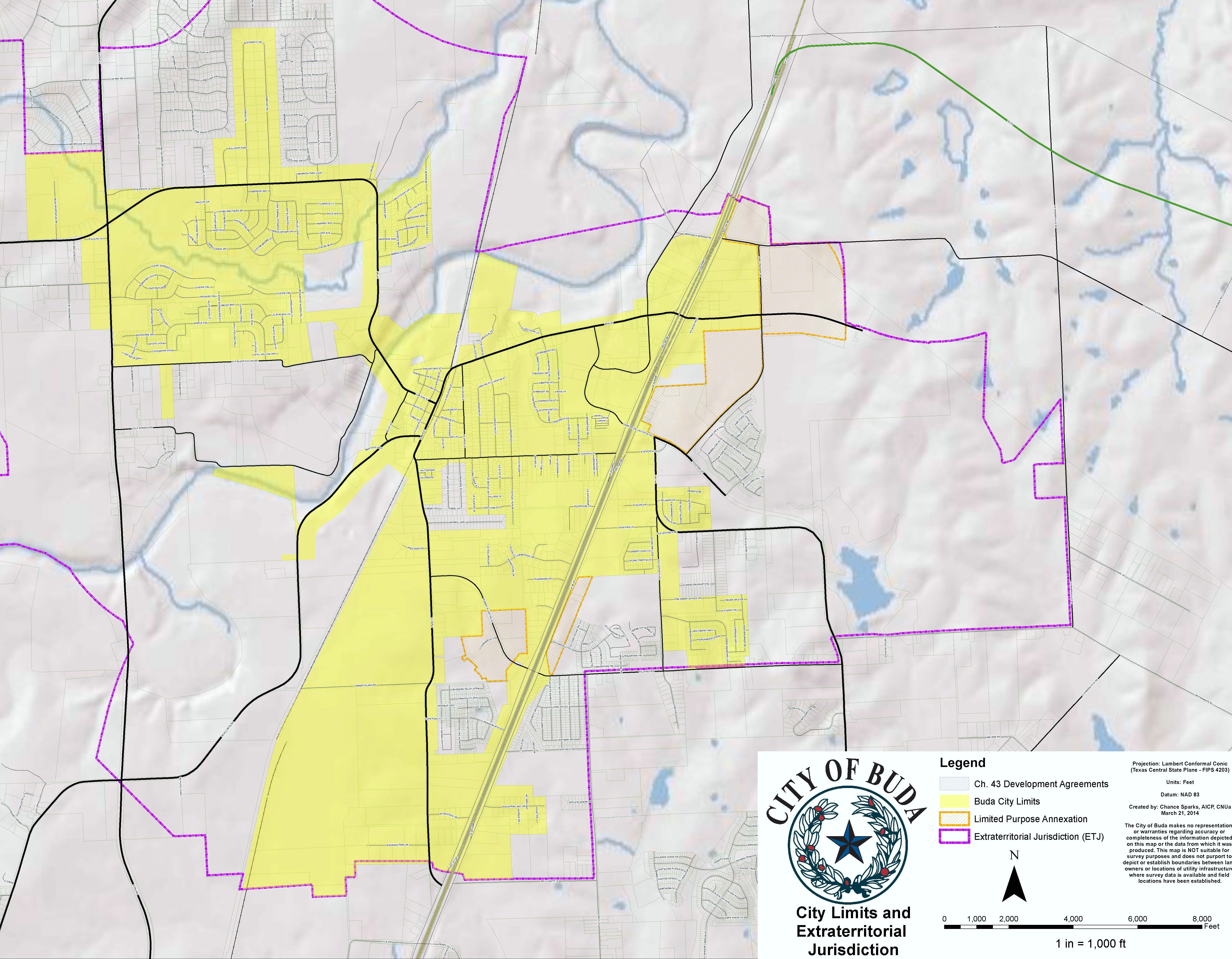 Map for Buda city limits